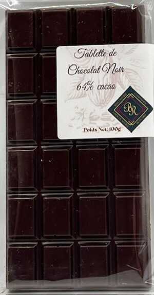 Tablette de Chocolat Noir 64% de Cacao Nature / Garnie